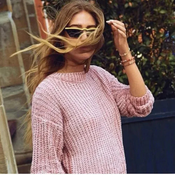 Aritzia Wilfred Essential Chenille Sweater Light Pink Size XS - Picture 1 of 8